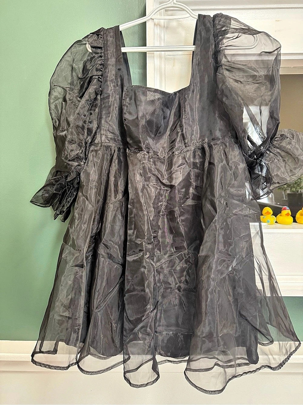Buddy Love Fit and Flare Black Mini Dress with Puff Sleeves Size XL